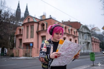 Monumentální kubistický trojdům od Josefa Chochola na Rašínově nábřeží pod Vyšehradem
